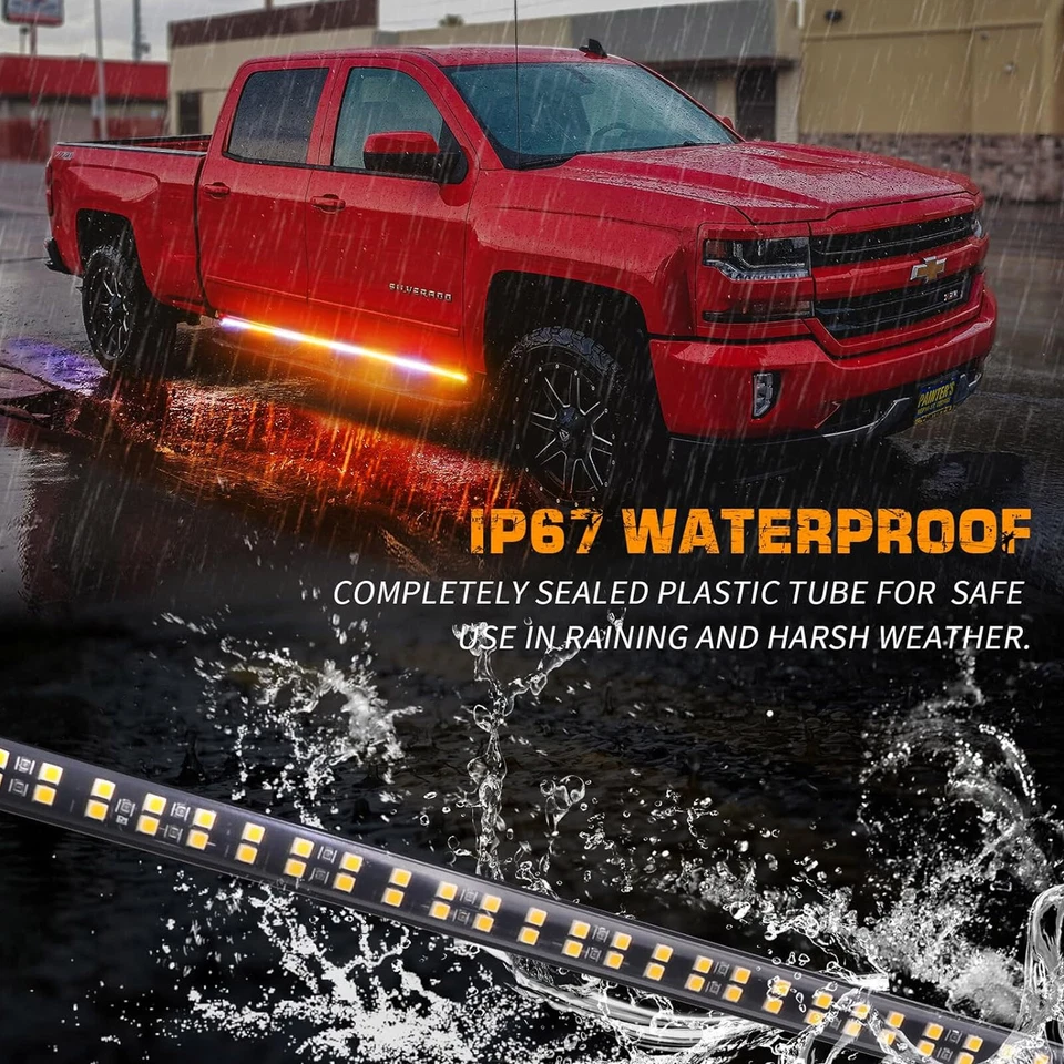 2x Barra de luz DRL intermitente tira estroboscópica de 70 pulgadas para camión de emergencia coche Foto 4 de 4