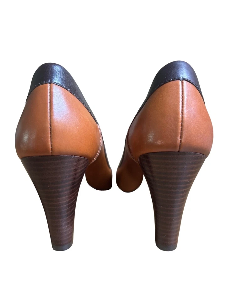 Circa Joan & David Tacón Alto Talla 8.5 Clásico Peep Toe Hebilla Marrón Nuevo con Defecto Foto 3 de 4