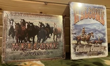 Welcome Friends Horses Cowboy Country Rustic Metal Signs Western Barn Barn Decor