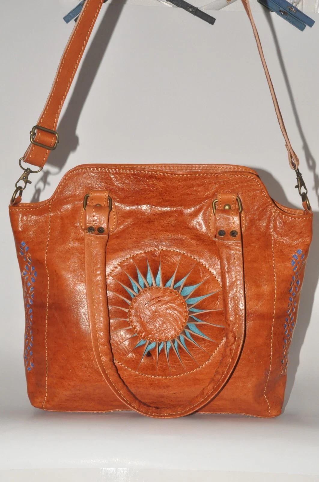 Genuine Leather tote bag Purse Moroccan Women Shoulder Bag Tooled Leather Brown