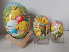  3 Easter Nestler German Paper Mache Easter Eggs  Nesting Eggs