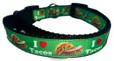 I Love Tacos Collar 3/4" width, adjustable dog collar Taco collar