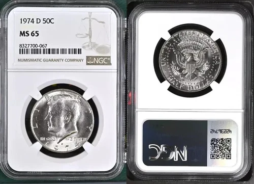 1974-D KENNEDY HALF DOLLAR 50 CENTS NGC MS65 UNC DETAILED COIN #J