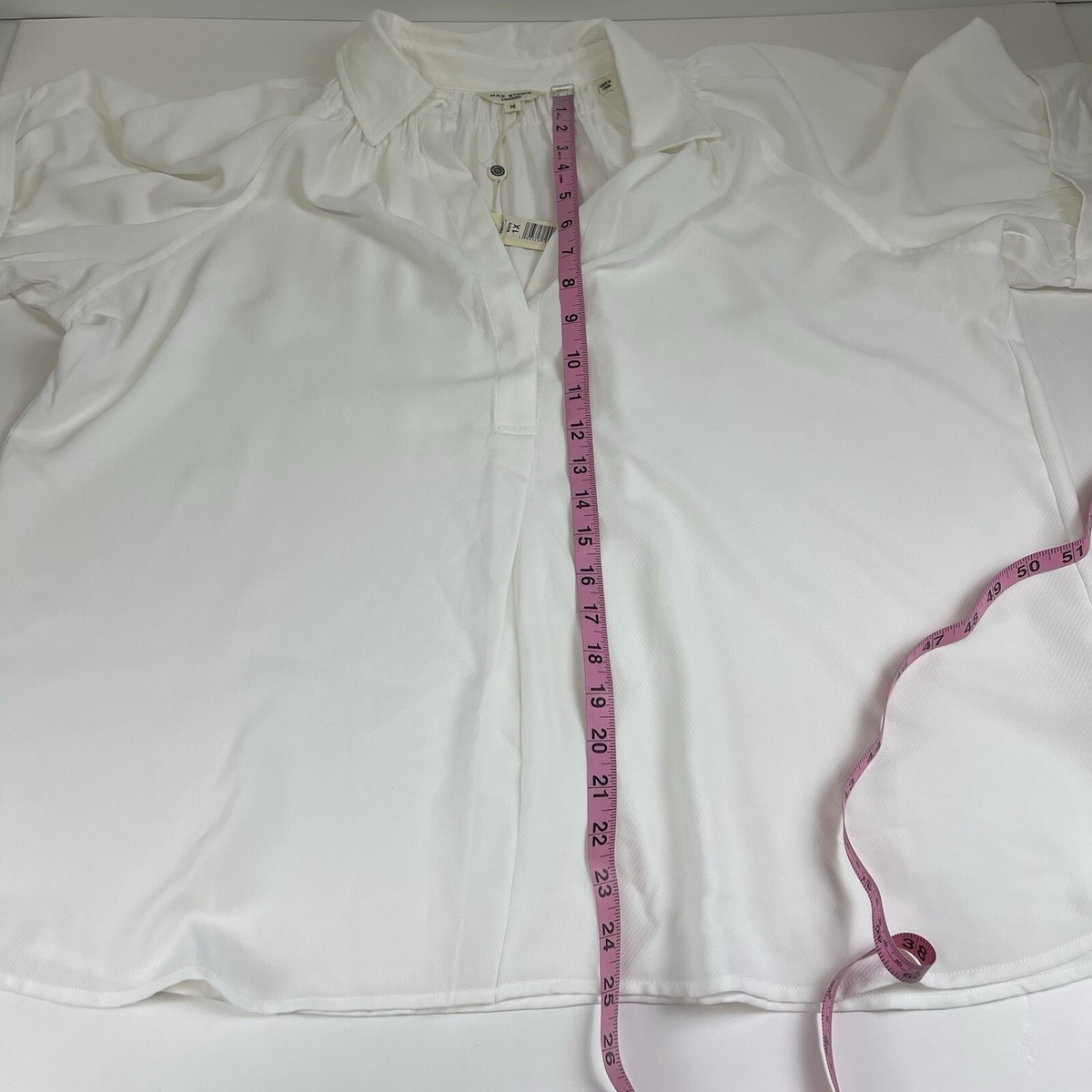 Max Studio London Blouse Womens 1X White Short Sleeve NWT NEW | eBay
