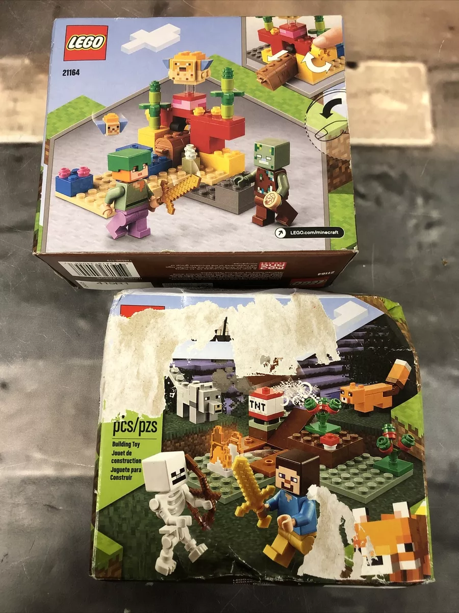 LEGO Minecraft 21162 The Taiga 21164 Coral Reef Steve Fox Wolf Skeleton