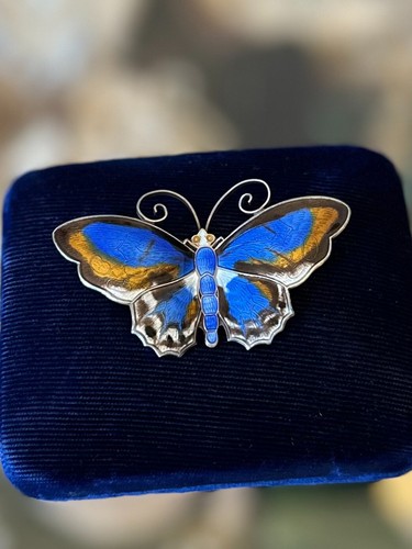 Vintage David Andersen Norway Sterling Silver & Glass Enamel Butterfly Brooch - Picture 7 of 7