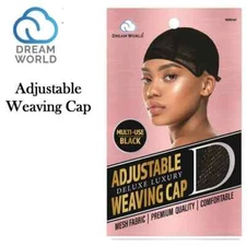 6 Pcs Dream Deluxe Multi-Use Weave Cap Adjustable - Black, DRE157
