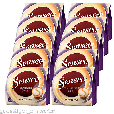 10X 8 Senseo Coffee Pads Cappuccino Choco For Double Holder Milk Range Creamy