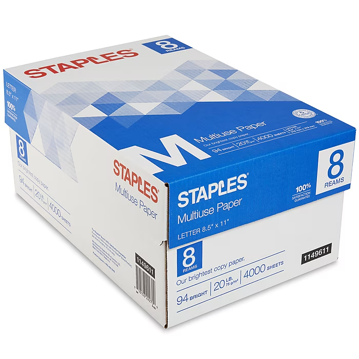 Premium 8.5x11 20lb Copy Paper - 94 Brightness - 8 Reams (4000 Sheets) - Multipurpose Use