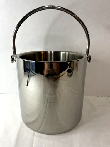 Crate & Barrel Chrome Ice Bucket Modern Elegance Barware Accessories - Picture 7 of 20