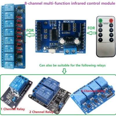 8CH DC 5V 12V Multi-function IO IR infrared remote control Delay Relay module