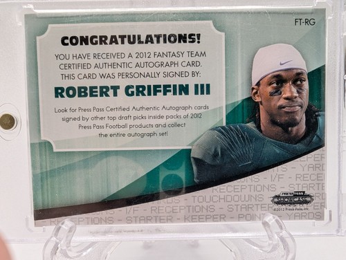 RG3 Robert Griffin 3rd Autographed Card - Press Pass #9 of 25 Fantasy Team - Picture 2 of 2
