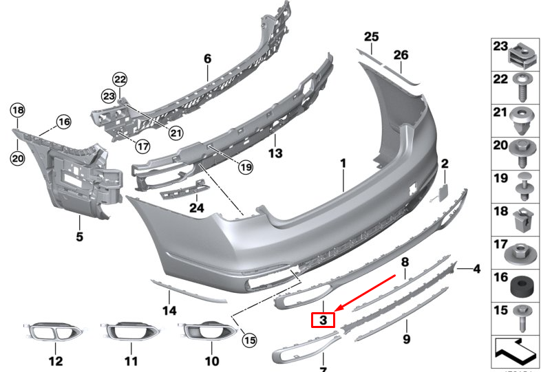 BMW 7 G11 Heckstoßstangenverkleidung 51127425073 NEU