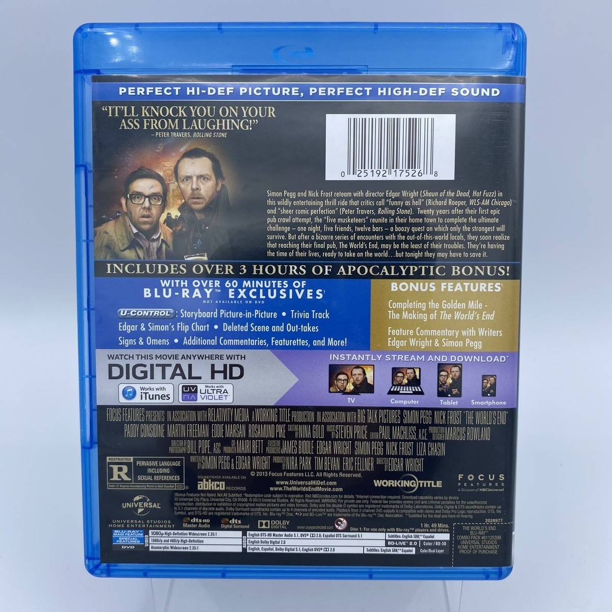The World's End (Blu-ray) Simon Pegg Nick Frost, Previous Rental