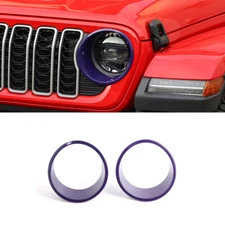 2x Purple Front Headlight Lamp Cover Trim Bezels For 2024+ Jeep Wrangler JL JT