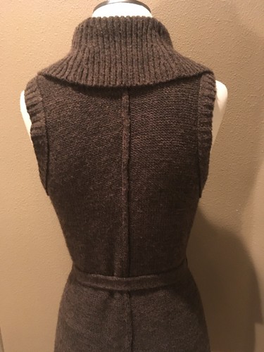 Nordstrom Classiques S Brown Belted Wrap Cardigan Sweater Vest W Shawl Collar - Picture 4 of 8