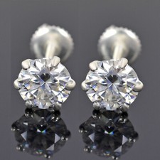 Certified 2Ct Gorgeous White Diamond Solitaire Studs In 925 Silver, Screw Back