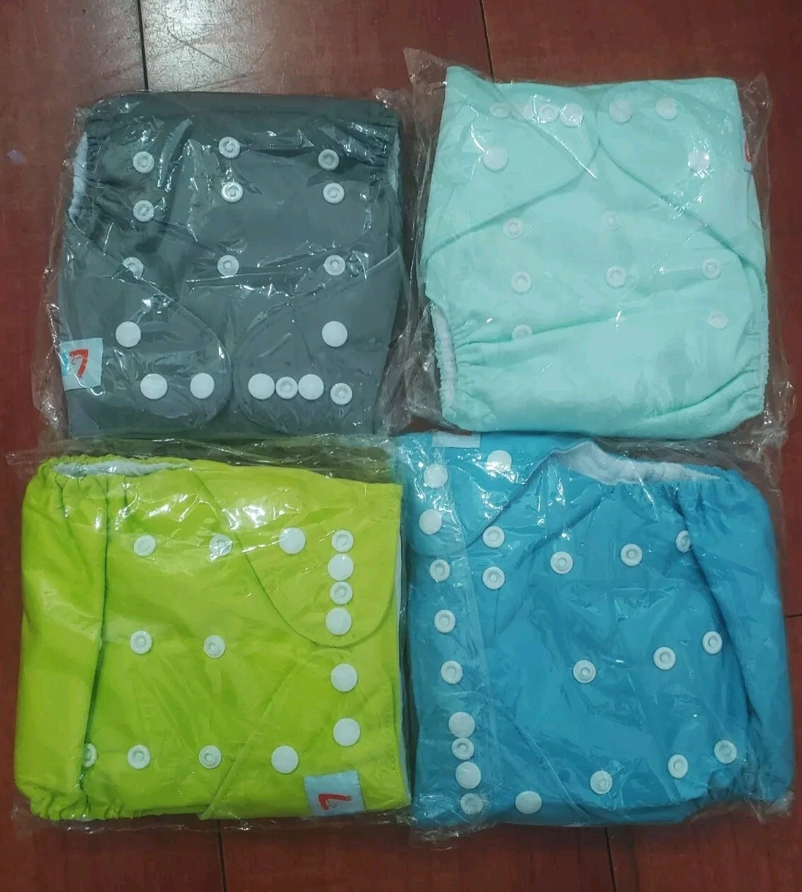 Four (4) LBB Adjustable Snap Cloth Diaper Covers With Inserts Reusable Washable
