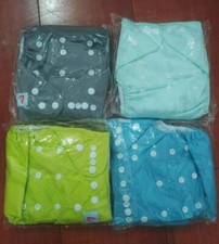 Four 4 LBB Adjustable Snap Cloth Diaper Covers With Inserts Reusable Washable