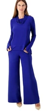 Attitudes by Renee Como Jersey Pull Over & Wide Leg Pants Lagoom Blue XSP