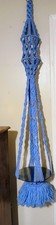 Vintage Retro Blue Macrame Plant Holder Or Shelf