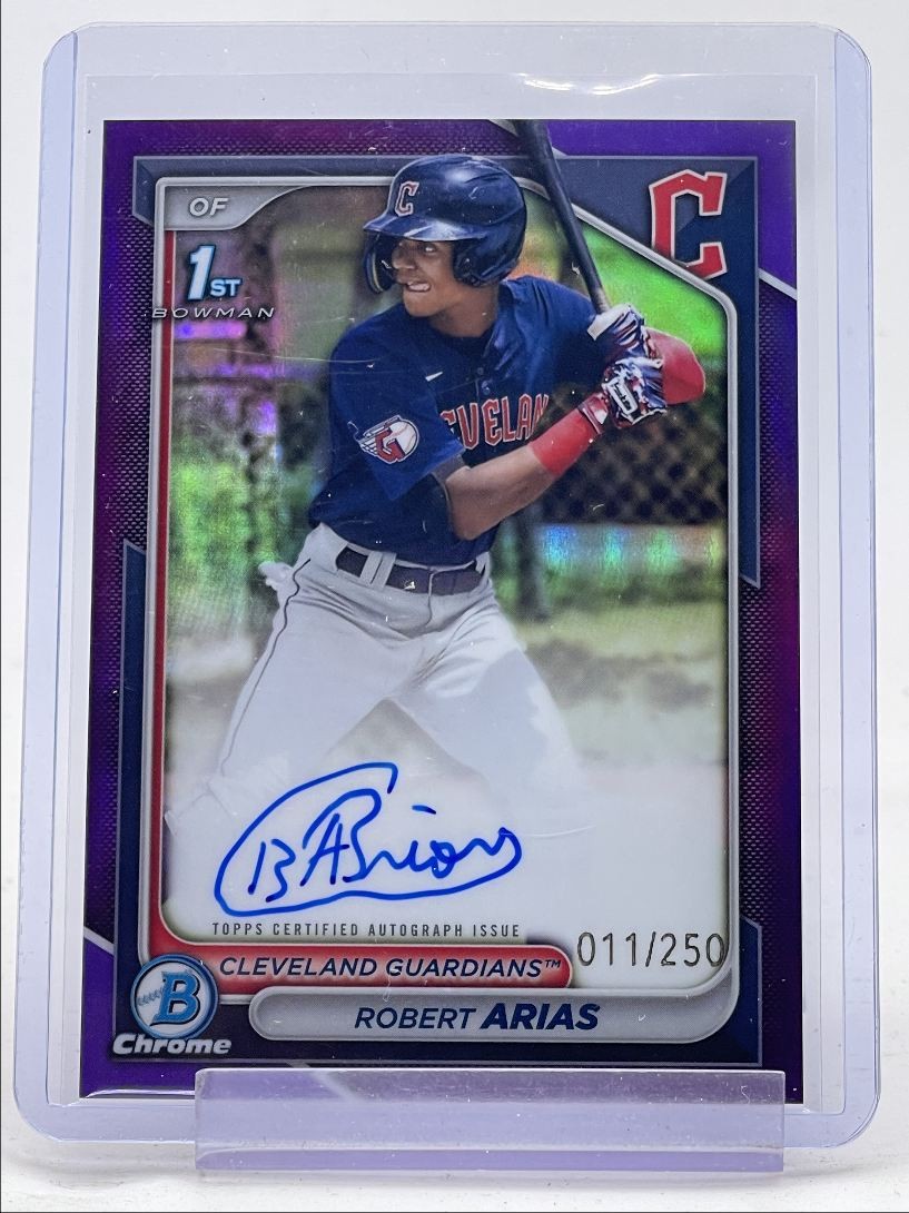 ROBERT ARIAS 2024 BOWMAN CHROME 1ST PURPLE REFRACTOR AUTO /250 Q0190