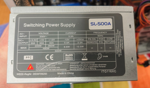 SL-500A 500W Netzteil (Non-Modular) für Desktop PC
