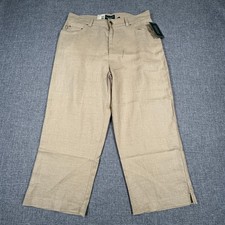 Vintage Lauren Ralph Lauren 100 Linen Pants Women 8 Beige Cropped High Rise NEW