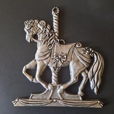 Vintage Pewter / Metal Carson Carousel Horse Wall Hanging - Made in USA