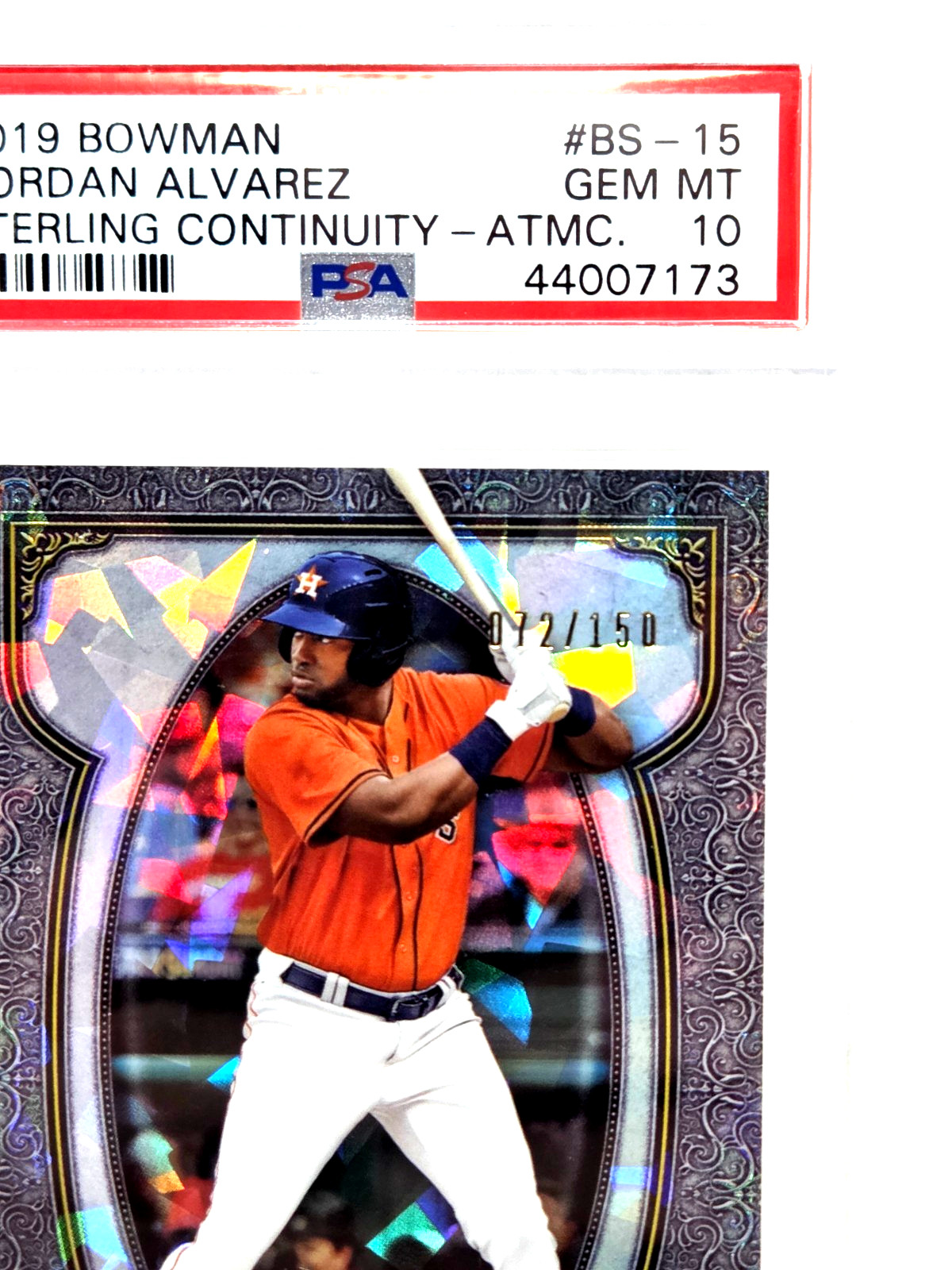 2019 Bowman Sterling ATOMIC REFRACTOR YORDAN ALVAREZ RC Card /150 PSA 10 GEM view 2