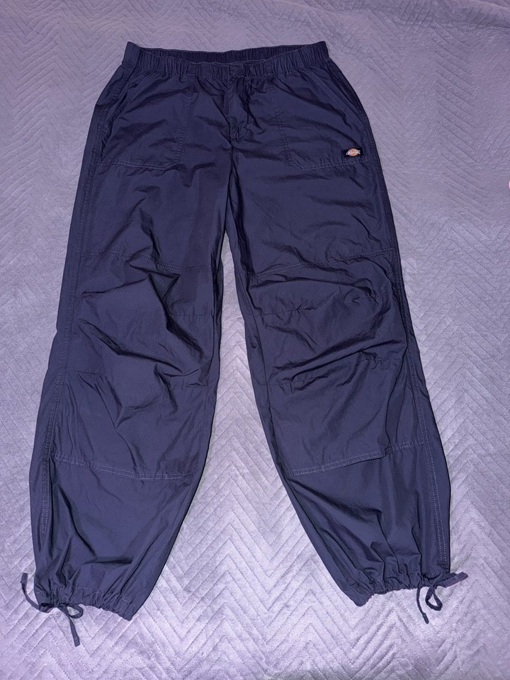 Dickies Women Medium Parachute Pants Blue Gorpcore Drawstring Joggers MR