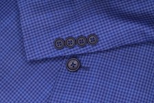 Jos A Bank Mens Mini Check Blazer Wool Blue Sport Coat Jacket Size 50-S
