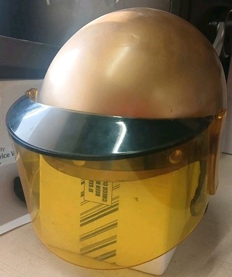 Vintage Vega Gold Fiberglass Motorcycle Helmet DOT Glass Fibre Shell Amber...