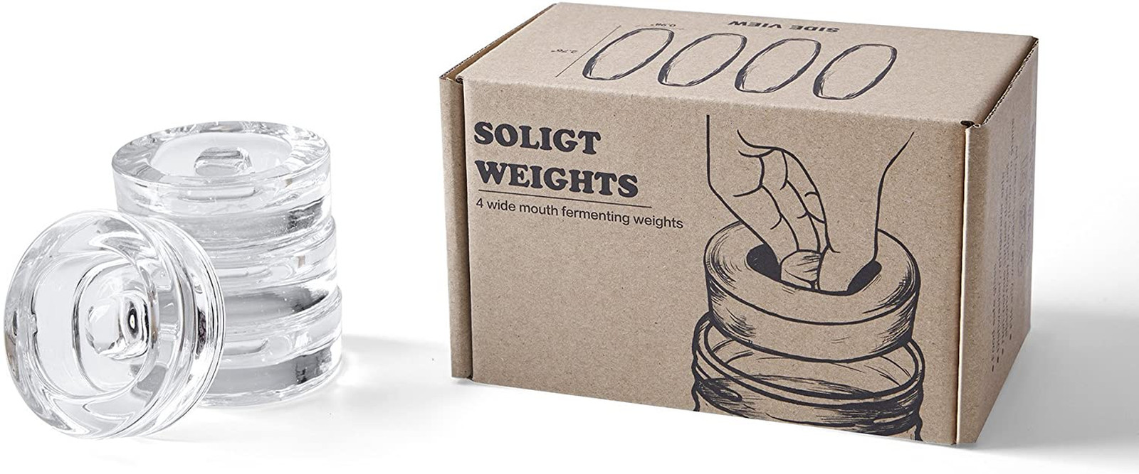 4-Pack of Fermentation Glass Weights with Easy Grip Handle for Wide Mouth Mason