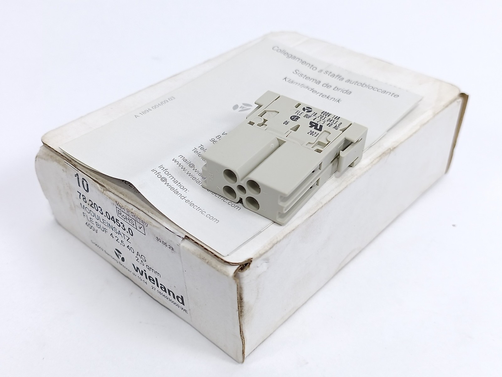 Wieland 78.203.0453.0 FLE BUF 4 2,5 40 AG Modular Insert 10 Pcs