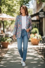 Vintage Jessica Scott Floral Tapestry Blazer Jacket Women’s Medium USA Made
