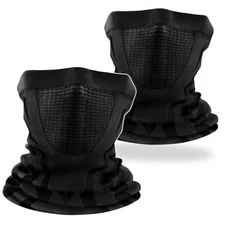 2 Pack Winter Neck Gaiter Warmer Windproof Ski Face Mask Cover Black + Black