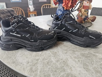 Size 10 - Balenciaga Triple S Sneaker Allover Logo - Black