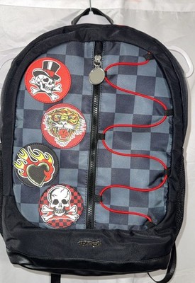 Ed Hardy Backpack Black Check Patches Backpack New | eBay