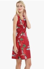 HAWAIIAN HANGOVER Size Large Santa Christmas Aloha Dress Sleeveless Red Holidays