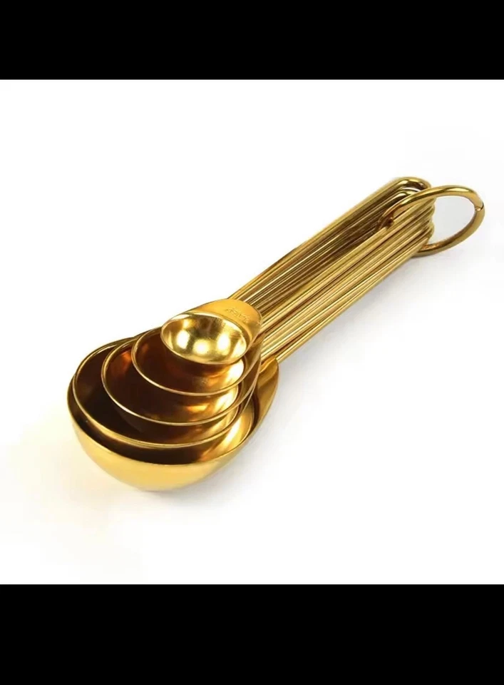 Stainless Steel Gold Measuring Cups and Spoons Set Stackable Premium Kitchen Set - Image 4 of 4