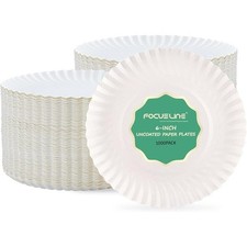 6 Inch Paper Plates 1000 Ct White Uncoated Disposable Dessert Plate Party