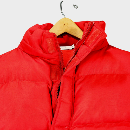 mnml Bubble Puffer Jacket M Men Red 26x26 Heavyweight Streetwear Full Zip READ - Picture 9 of 11