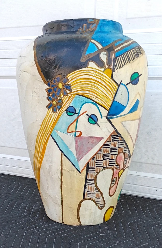 Mid Century Modern Unique Plaster Avant Garde Design Picasso Style Large Vase - Image 2 of 4