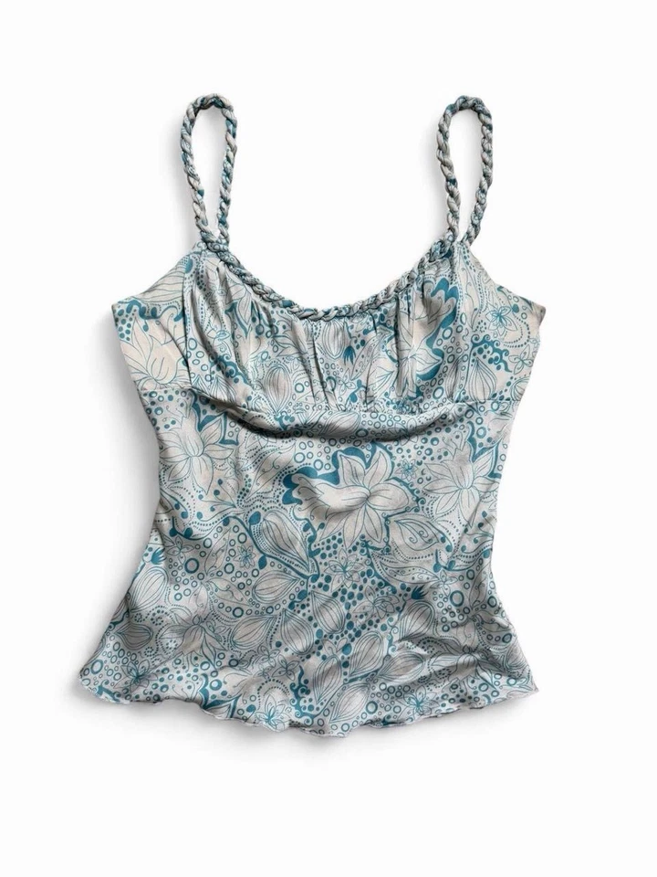 Vintage BEBE 100% Silk Floral Braided Strap Camisole Top XS Y2K Fairycore - Image 2 of 4