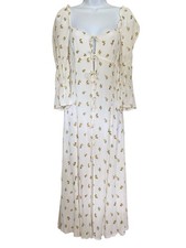 Reformation Roberta Floral Viscose Peasant Boho Maxi /Midi Dress Size 12