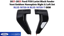 2021-2025 Ford F150 Lariat Black Fender Vent Emblem Nameplate Right & Left Set