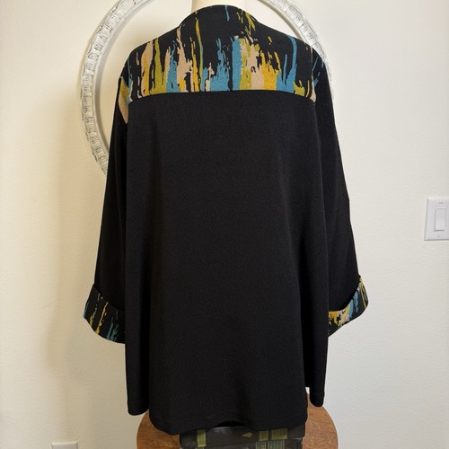 IC by Connie K Jacket Women's 3XL Black Asymmetric Art To Wear Textur Swing EUC - Picture 8 of 16