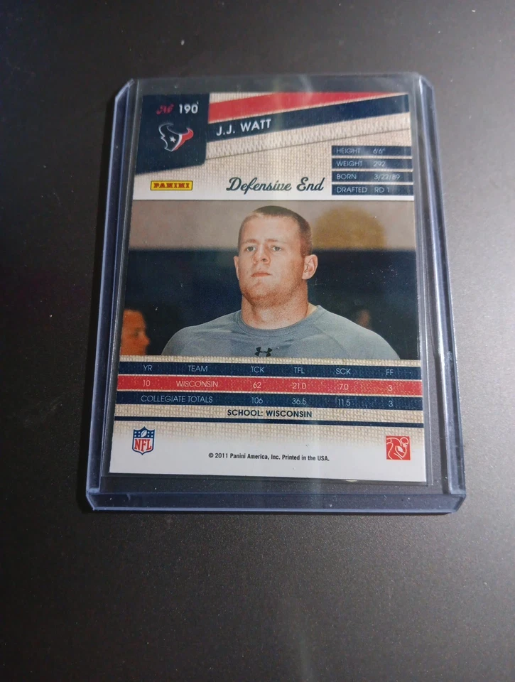 2011 Panini Threads - Rookie J.J. Watt #190 (RC) - Image 2 of 2