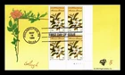 US COVER JOHN & WILLIAM BARTRAM BOTANISTS FDC PLATE BLOCK PUGH HAND PAINTED